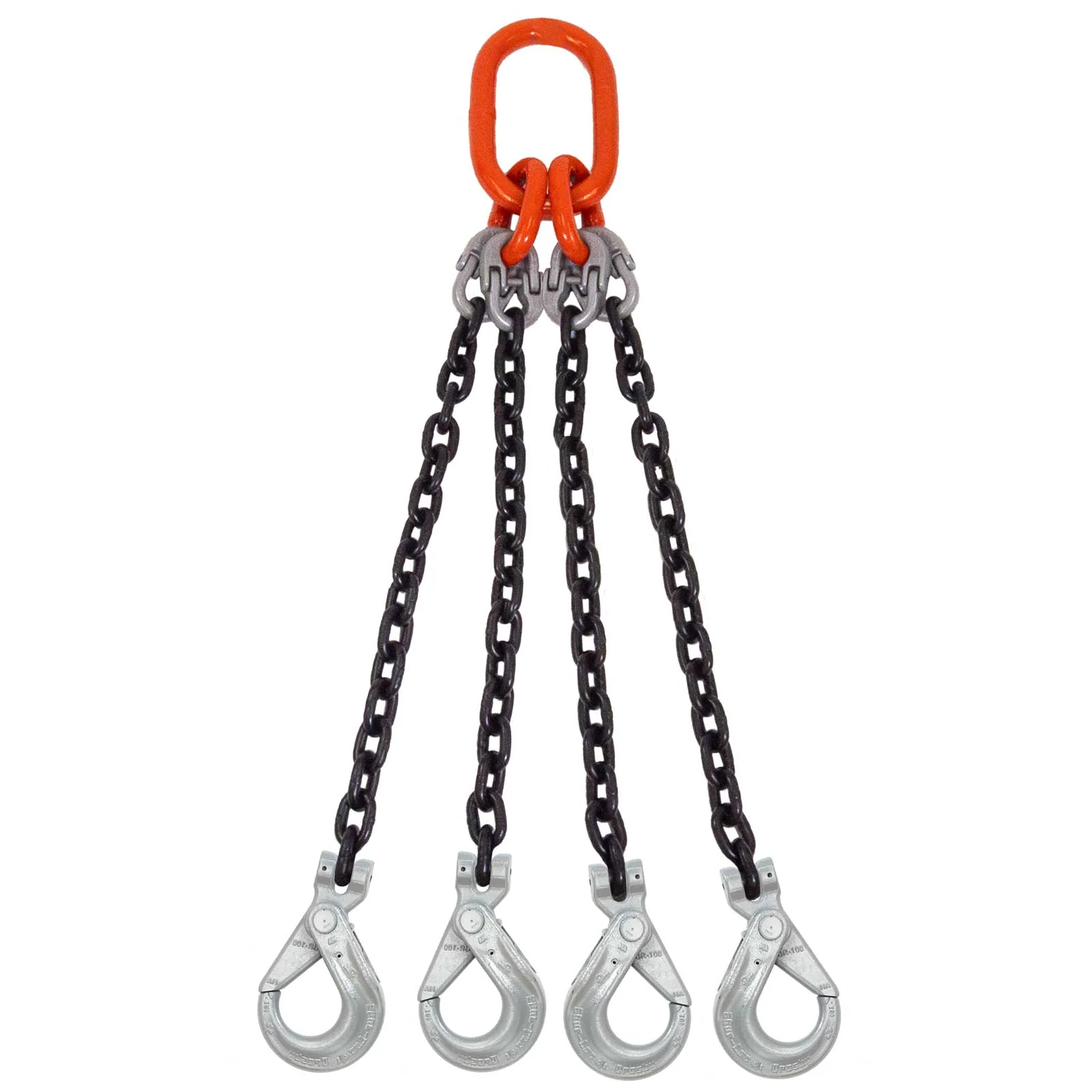 3/8" x 14' Domestic 4 Leg Chain Sling with Crosby Self-Locking Hooks - Grade 100