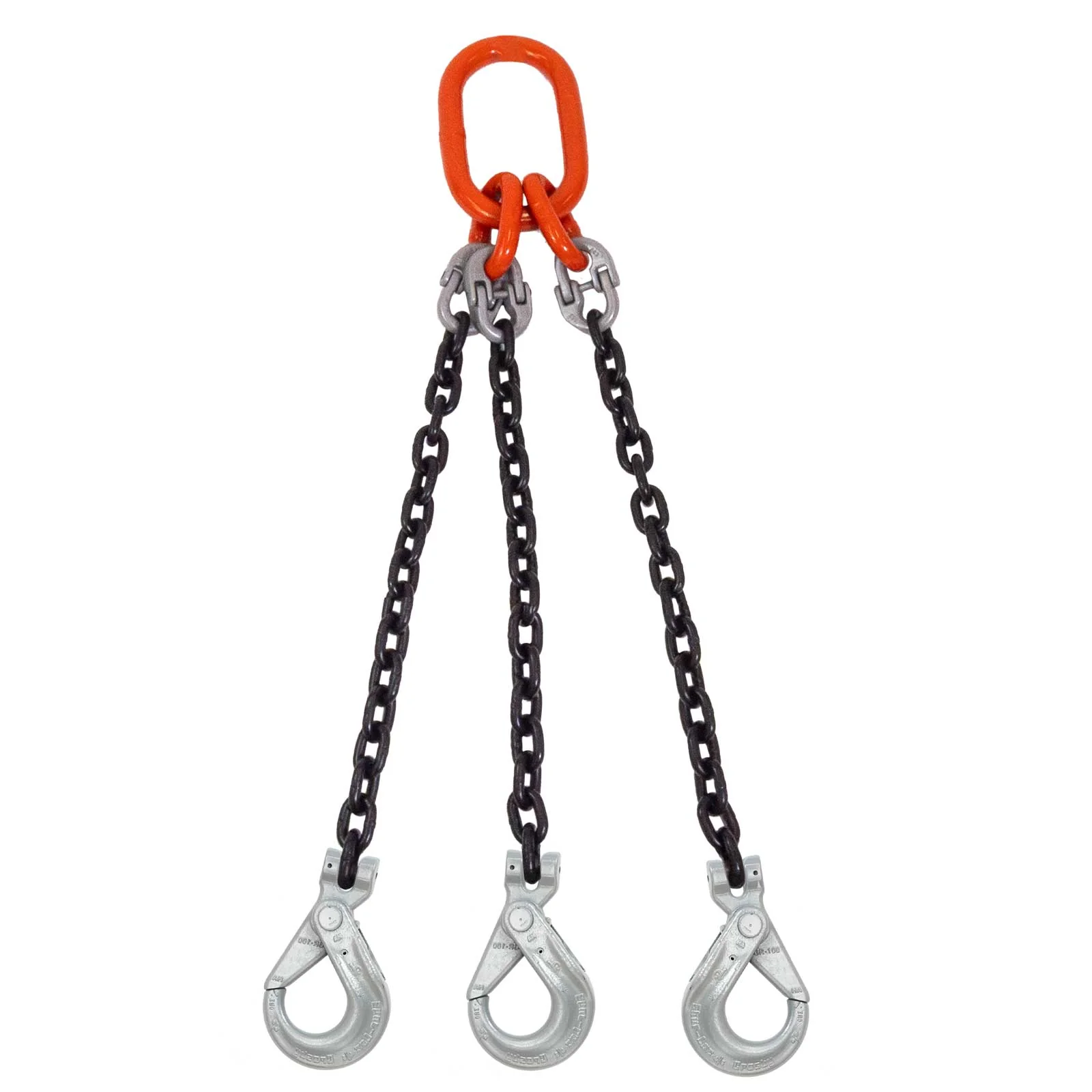 1/2" x 8' Domestic 3 Leg Chain Sling with Crosby Self-Locking Hooks - Grade 100