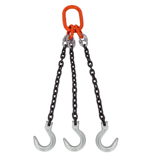 3/8" x 6' Domestic 3 Leg Chain Sling with Crosby Foundry Hooks - Grade 100