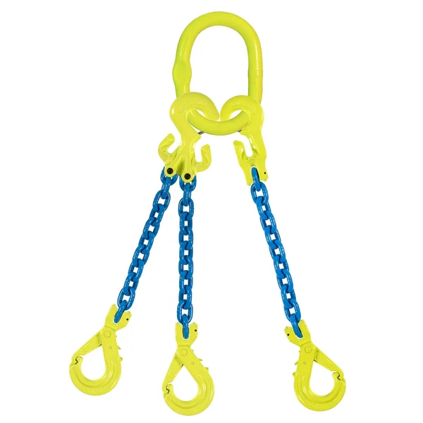 5/8" x 10' Adjustable 3 Leg Chain Sling w/ Gunnebo Chain and Self-Locking Hooks - Grade 100