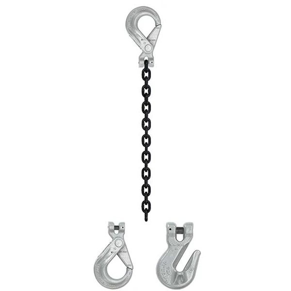 1/2" x 3' Domestic Single Leg Chain Sling with Crosby Grab & Self-Locking Hooks - Grade 100