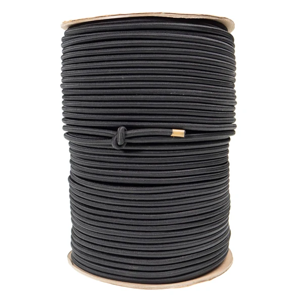 1/4''-6mm Black Polyester Shock Cord - Spool (500')