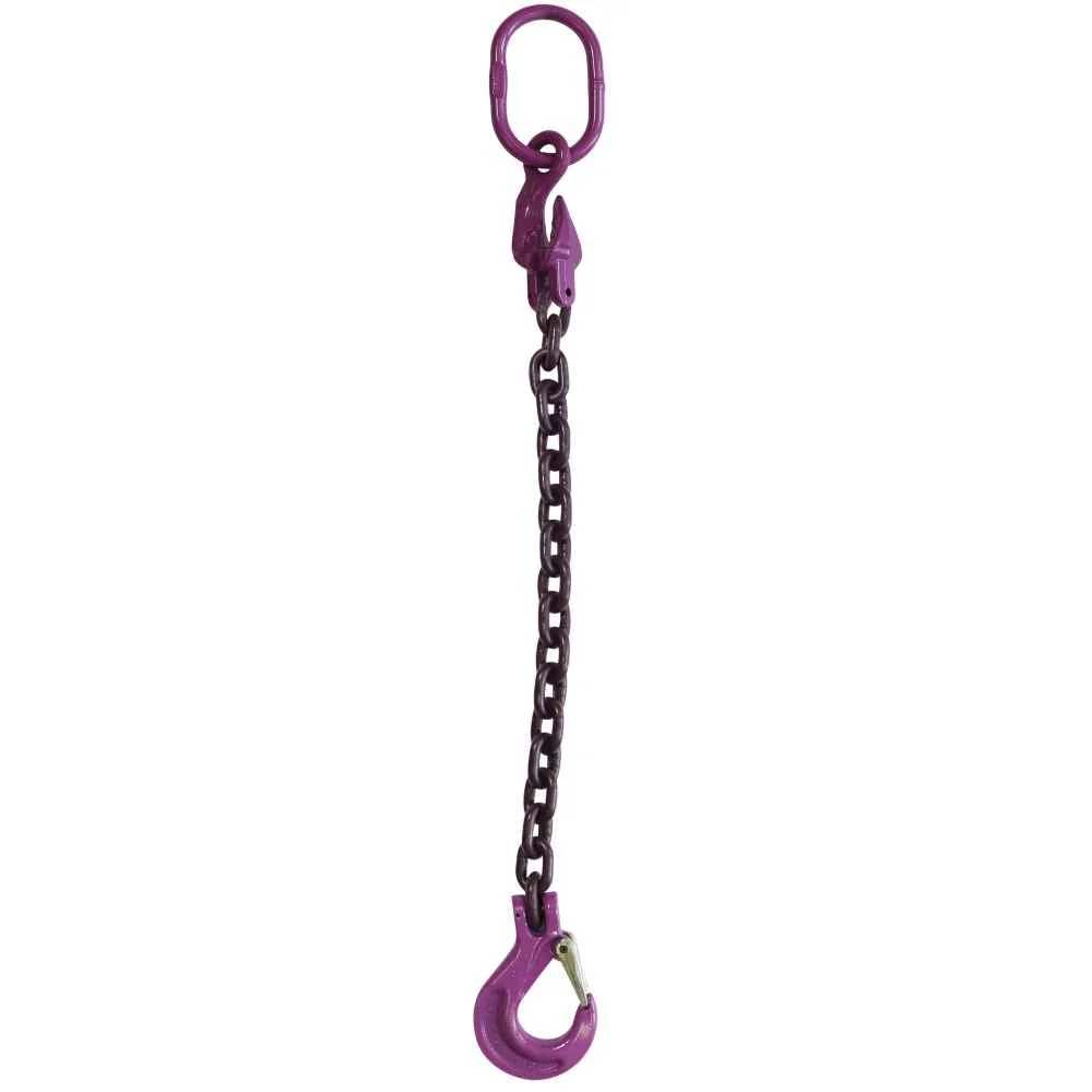 3/8" x 5' Adjustable Single Leg Chain Sling w/ Sling Hook - Grade 100