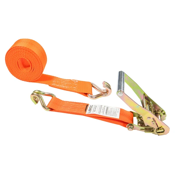 2" x 30' Ratchet Strap with Wire / Double J Hooks | Orange