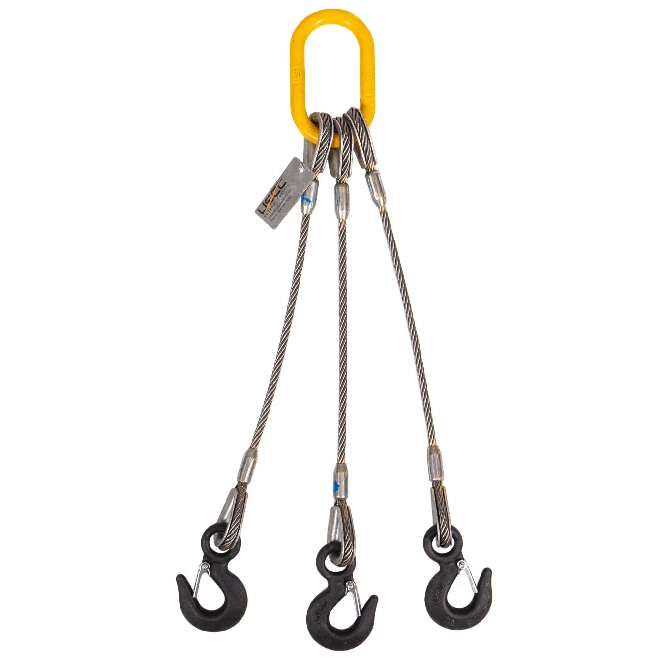 3/4" x 5' 3-Leg Wire Rope Bridle Sling with Eye Hooks