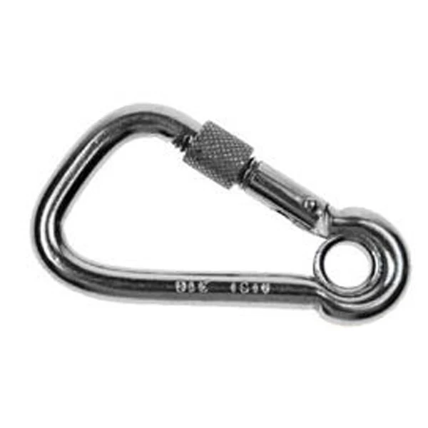 Asymmetrical Carabiner w/ Screw Nut & Eyelet - 316 Stainless Steel - 2-3/8"