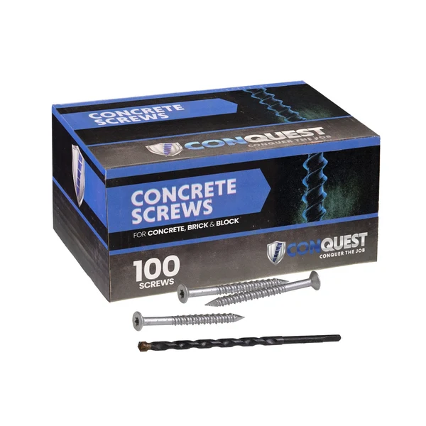 1/4" x 2-3/4" Conquest T-30 Flat Head Concrete Screw - 410 Stainless Steel, Pkg 100