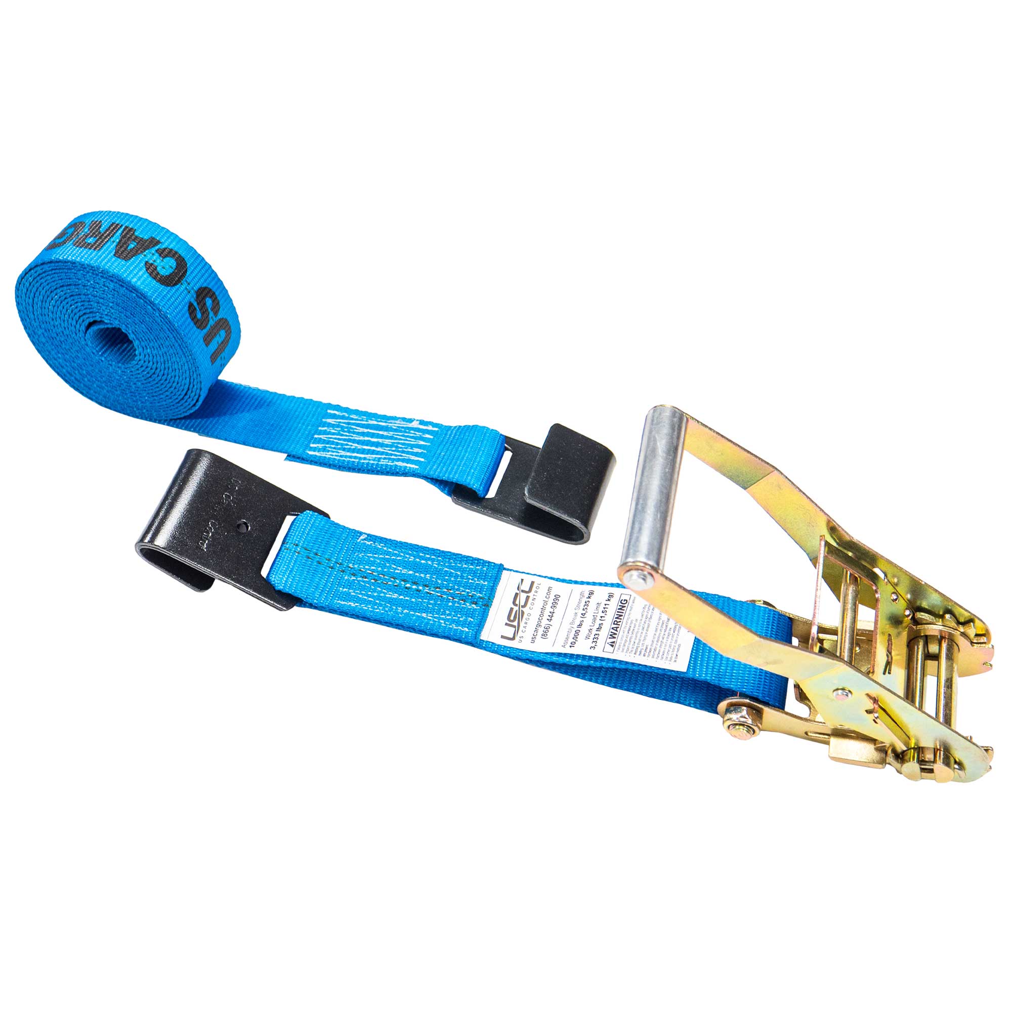 2" x 12' Ratchet Strap with Flat Hooks | Blue