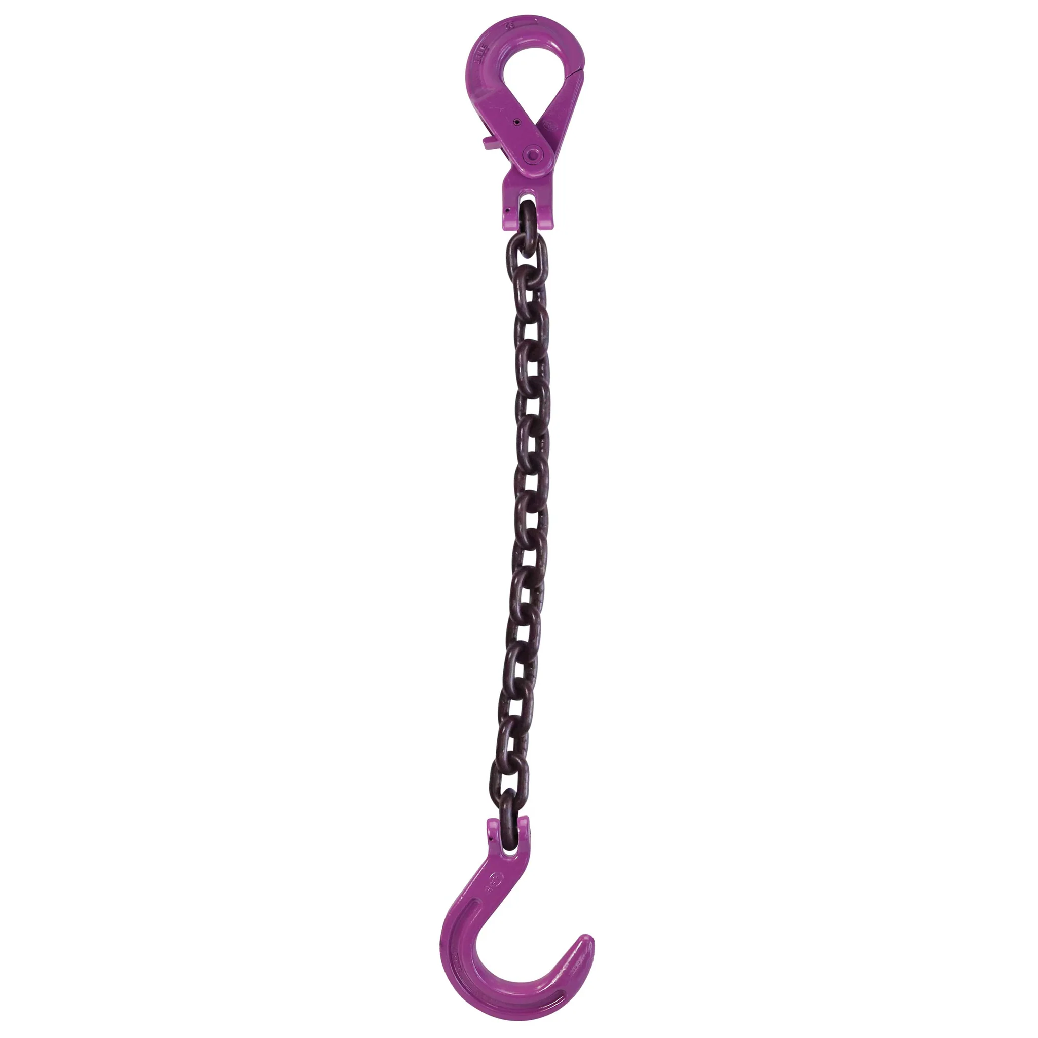 5/16" x 12' Single Leg Chain Sling w/ Self-Locking + Foundry Hooks - Grade 100