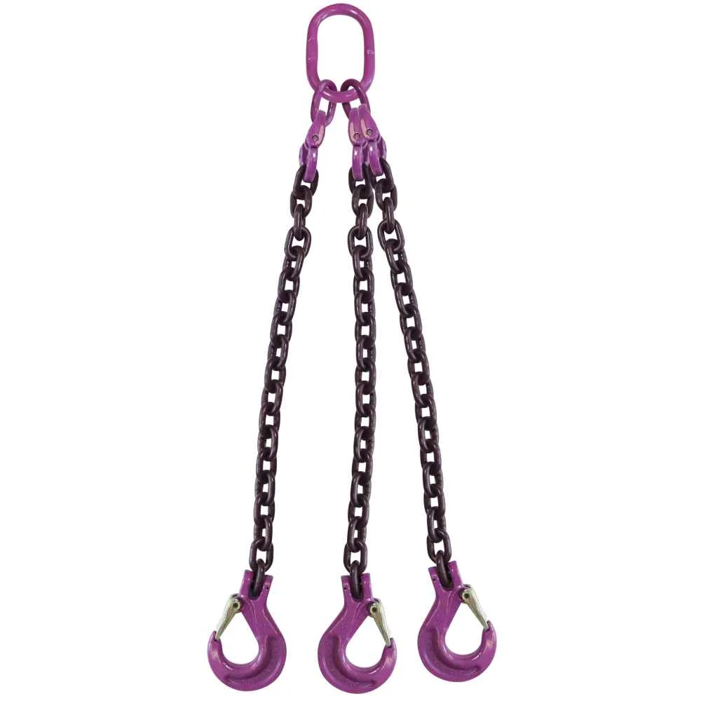 5/16" x 20' 3 Leg Chain Sling w/ Sling Hooks - Grade 100