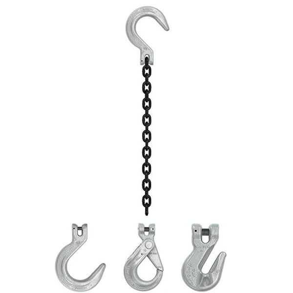 5/16" x 3' Domestic Single Leg Chain Sling with Crosby Grab & Foundry Hooks - Grade 100