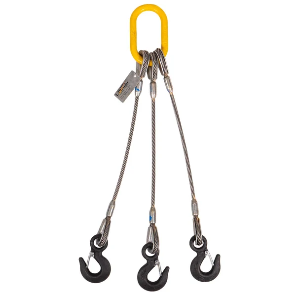 1/2" x 14' 3-Leg Wire Rope Bridle Sling with Eye Hooks