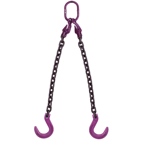 1/2" x 5' Adjustable 2 Leg Chain Sling w/ Foundry Hooks - Grade 100