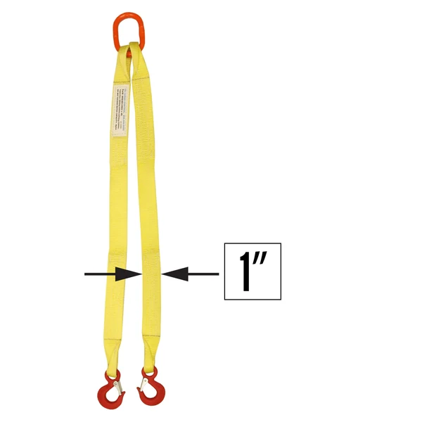 1"x4' (1 ply) Double Leg Nylon Sling w/ Master Link & Sling Hook