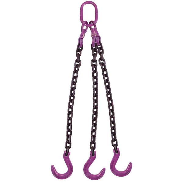 5/16" x 18' 3 Leg Chain Sling w/ Foundry Hooks - Grade 100