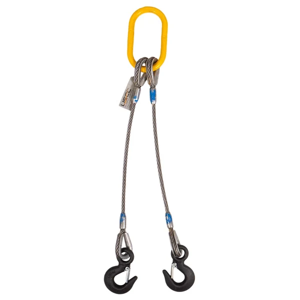 1/2" x 14' 2-Leg Wire Rope Bridle Sling with Eye Hooks