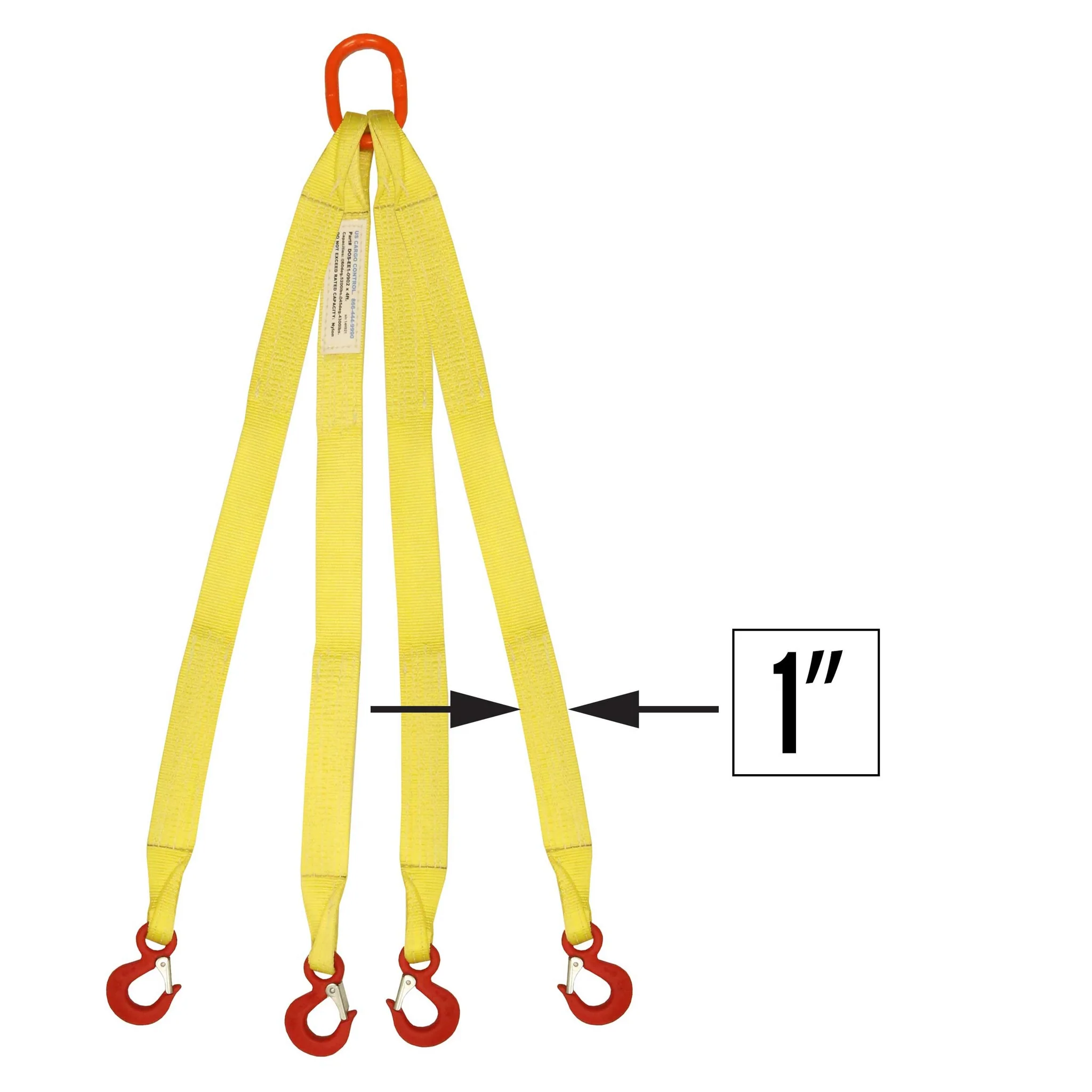 1"x12' (2 ply) Quad Leg Nylon Sling w/ Master Link & Sling Hook