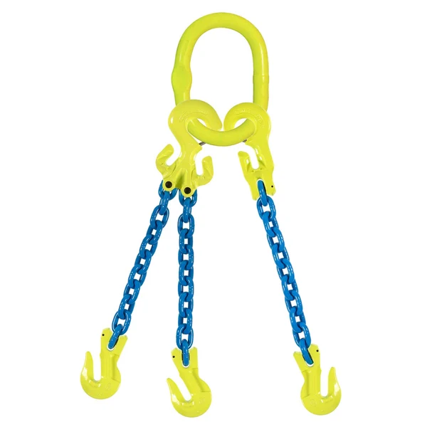 1/2" x 5' Adjustable 3 Leg Chain Sling w/ Gunnebo Chain and Grab Hooks - Grade 100