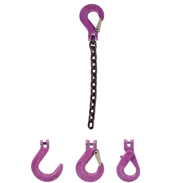 3/8" x 3' Single Leg Chain Sling w/ Sling & Sling Hooks - Grade 100