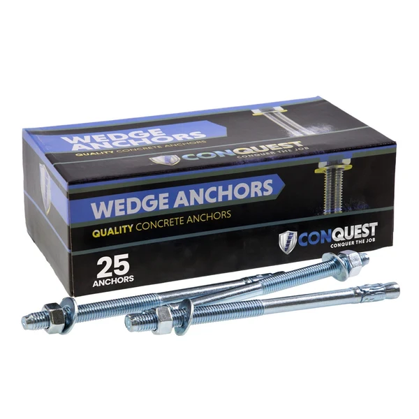 1/2" x 10" Conquest Wedge Anchors - Zinc, Pkg 25
