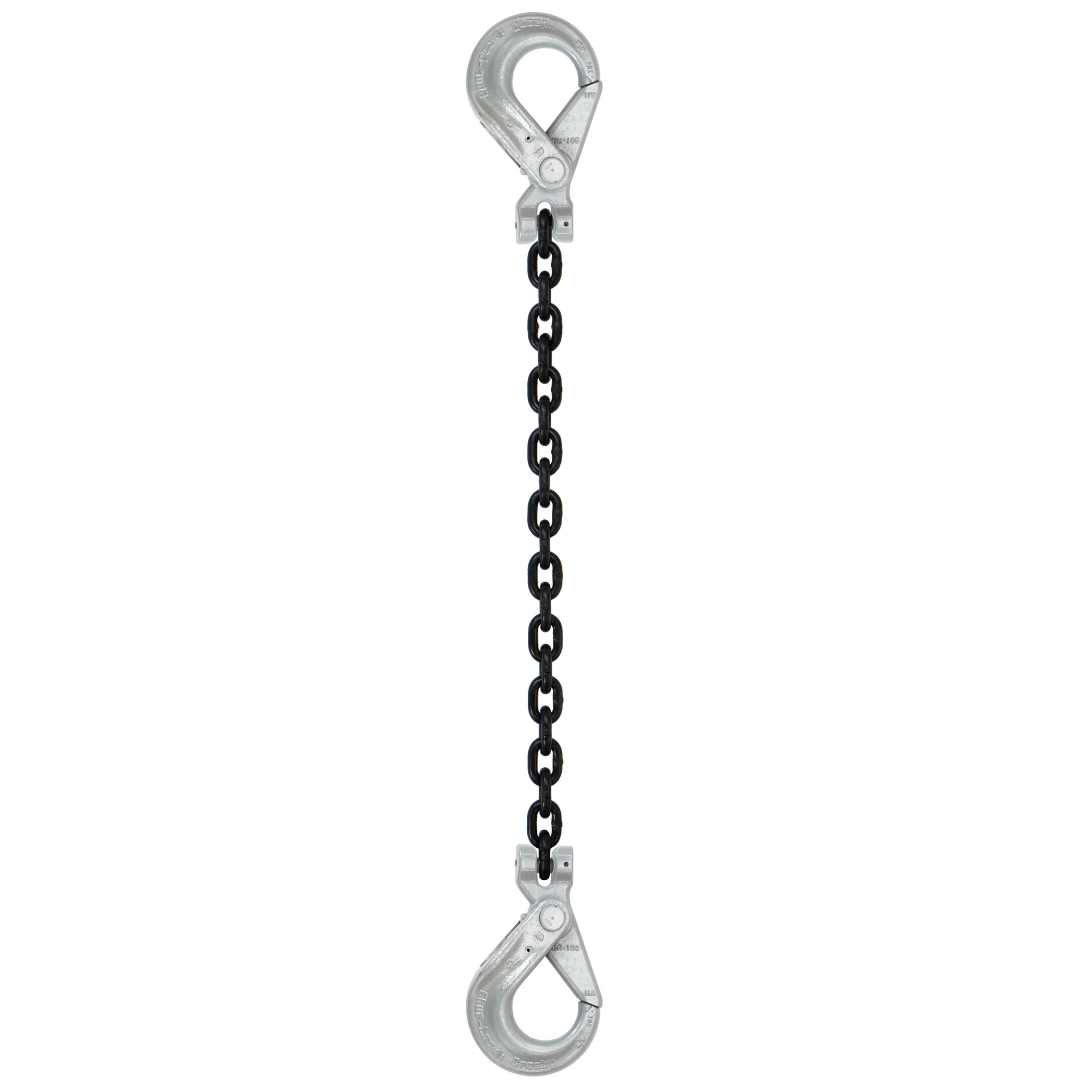 9/32" x 5' Domestic Single Leg Chain Sling with Crosby Self-Locking & Self-Locking Hooks - Grade 100