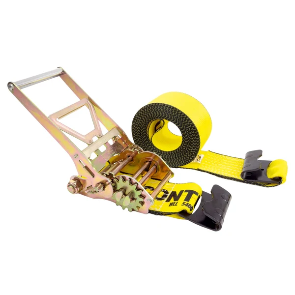 4" x 27' Gear-Driving Reverse-Action Ratchet Strap with Flat Hooks | Yellow
