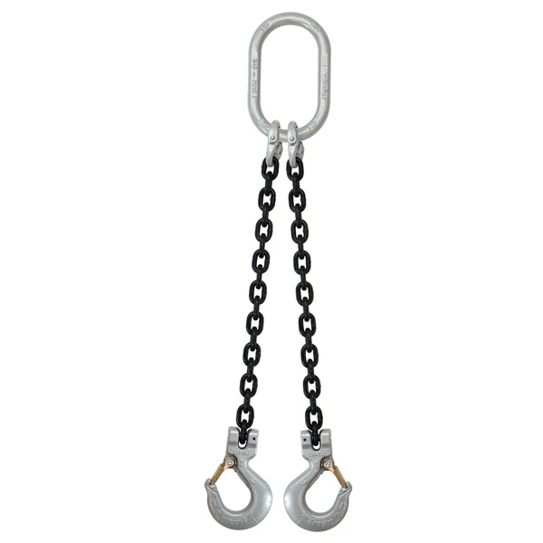 5/8" x 16' Domestic 2 Leg Chain Sling with Crosby Sling Hooks - Grade 100