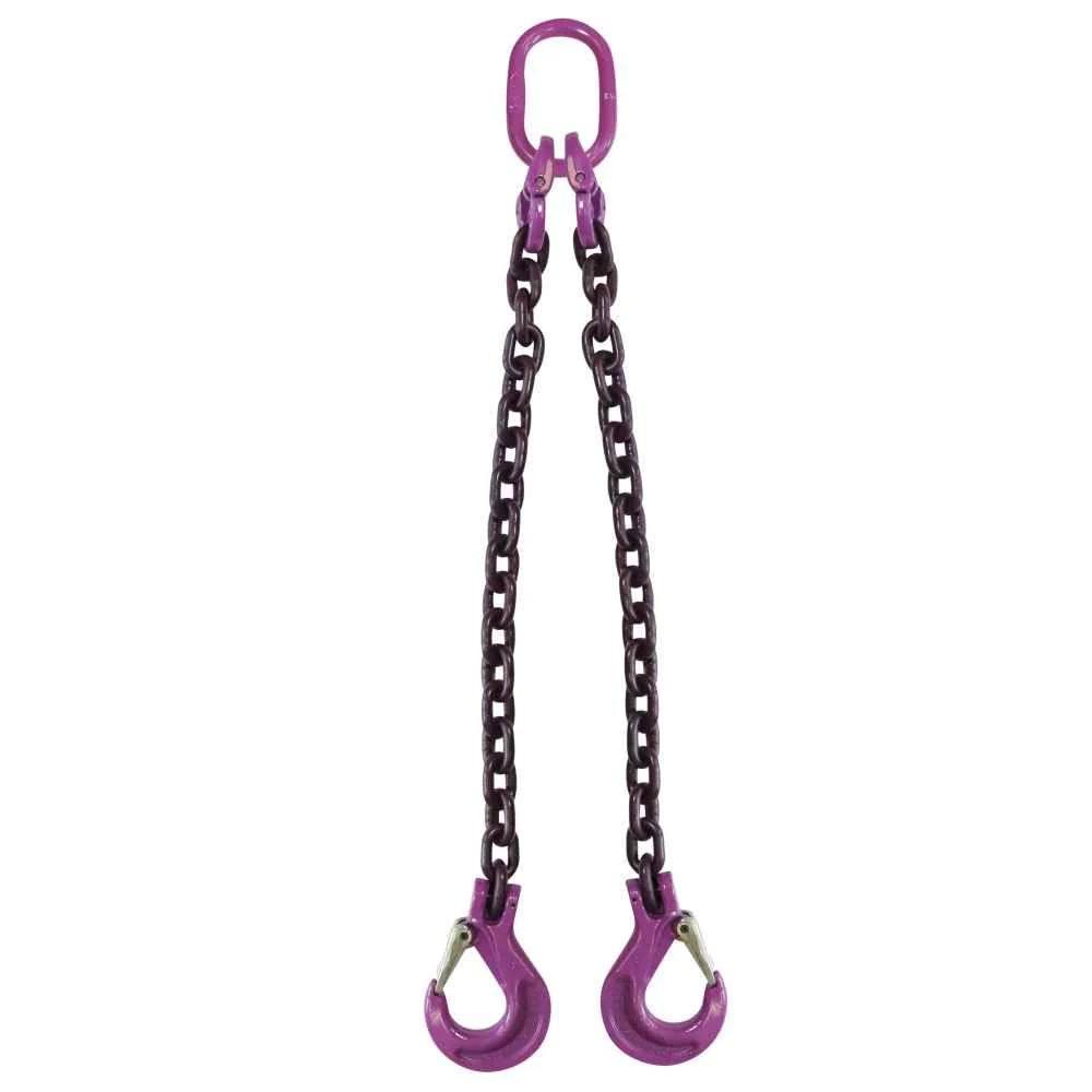 5/8" x 20' 2 Leg Chain Sling w/ Sling Hooks - Grade 100
