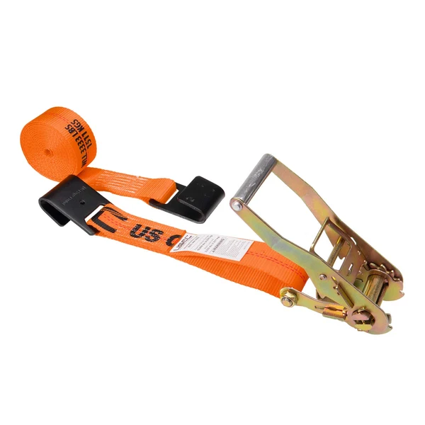 2" x 30' Ratchet Strap with Flat Hooks | Orange