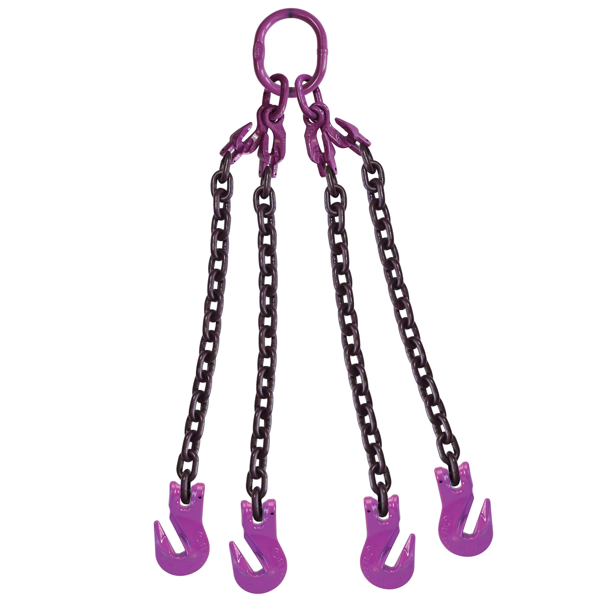 5/8" x 10' Adjustable 4 Leg Chain Sling w/ Grab Hooks - Grade 100