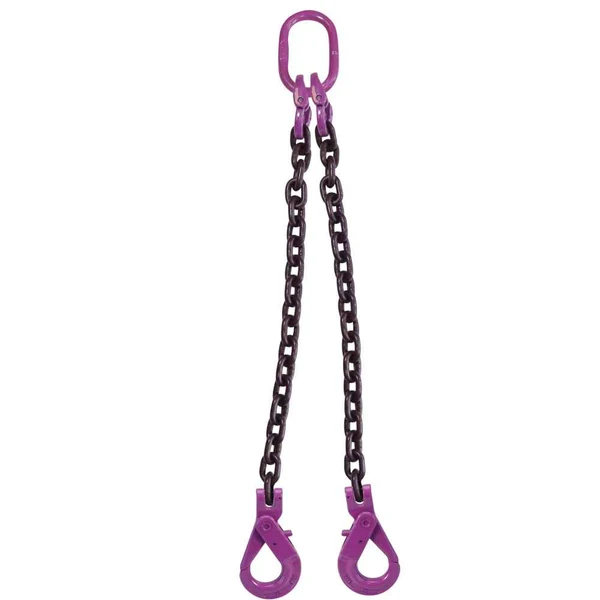 9/32" x 10' 2 Leg Chain Sling w/ Self-Locking Hooks - Grade 100
