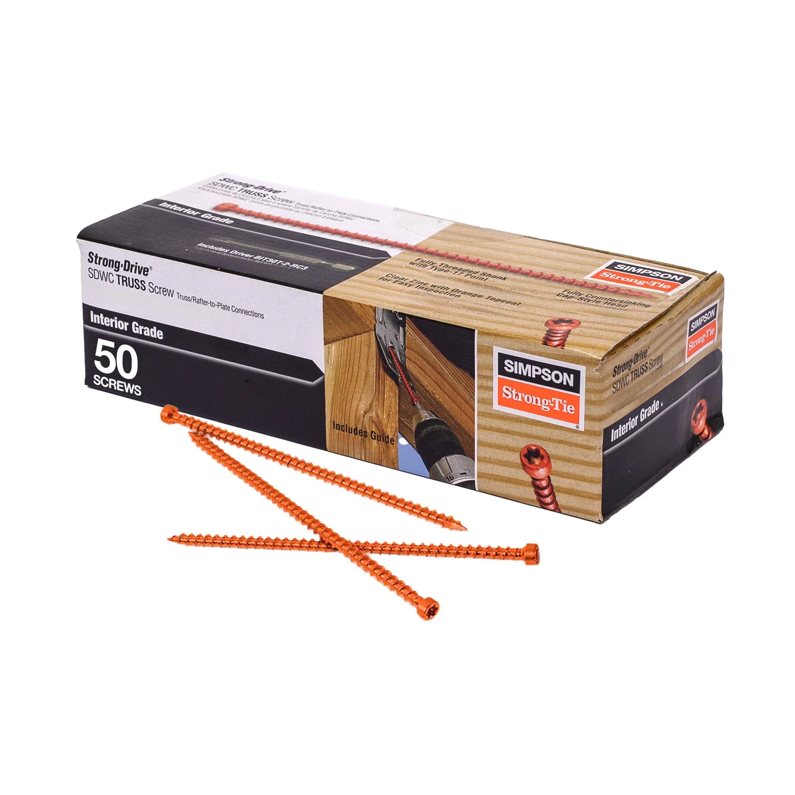 0.152" x 6" Strong-Tie SDWC15600-KT Truss Plate Structural Screw - Orange Zinc, Pkg 50