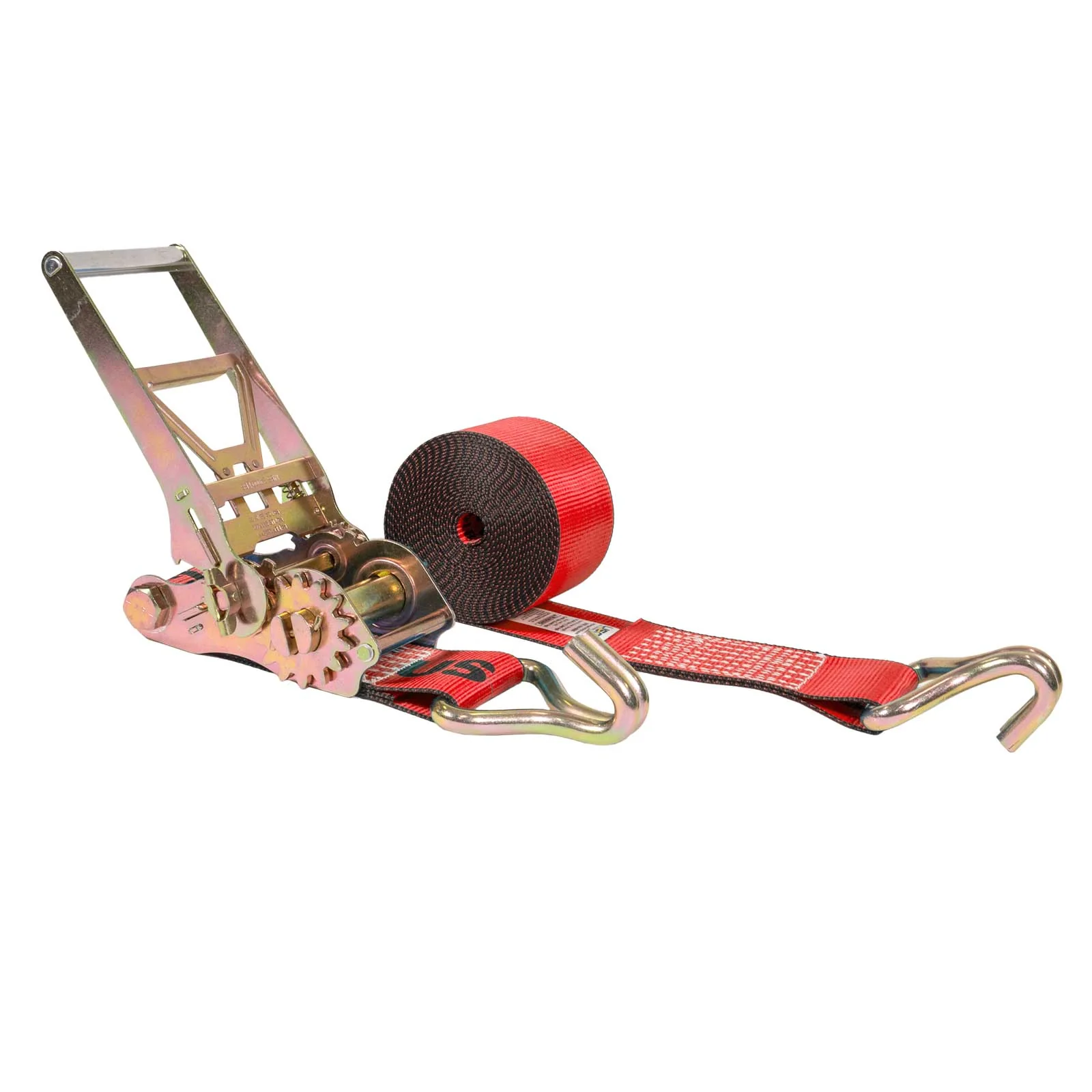 4" x 40' Gear-Driving Reverse-Action Ratchet Strap with Wire Hooks | Red