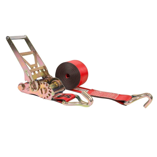 4" x 40' Gear-Driving Reverse-Action Ratchet Strap with Wire Hooks | Red