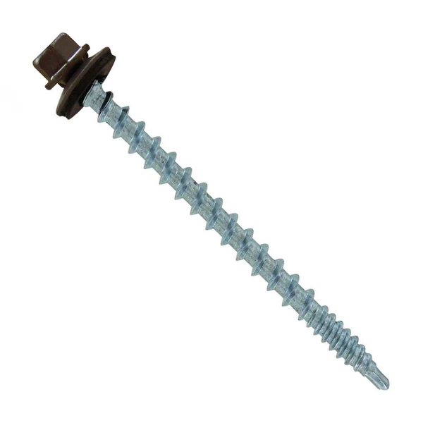 ST Fastening #10 x 2-1/2" Kwikseal Woodbinder Metal Roofing Screw - Koko Brown, Pkg 250