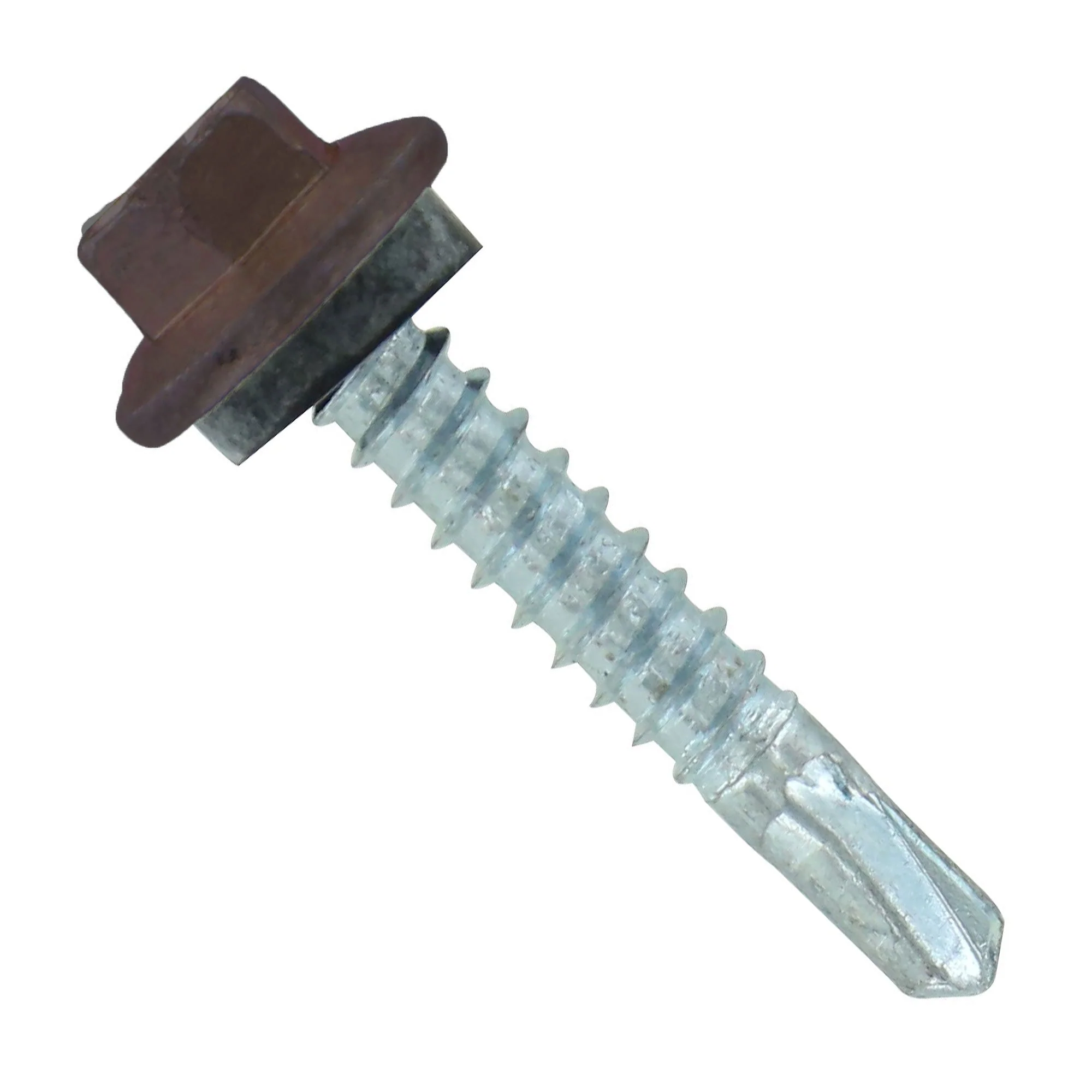 ST Fastening #12 X 1-1/4" Self-Drilling Maxx Steelbinder Metal Roofing Screw, Hex-Washer Head - Koko Brown, Qty. 250