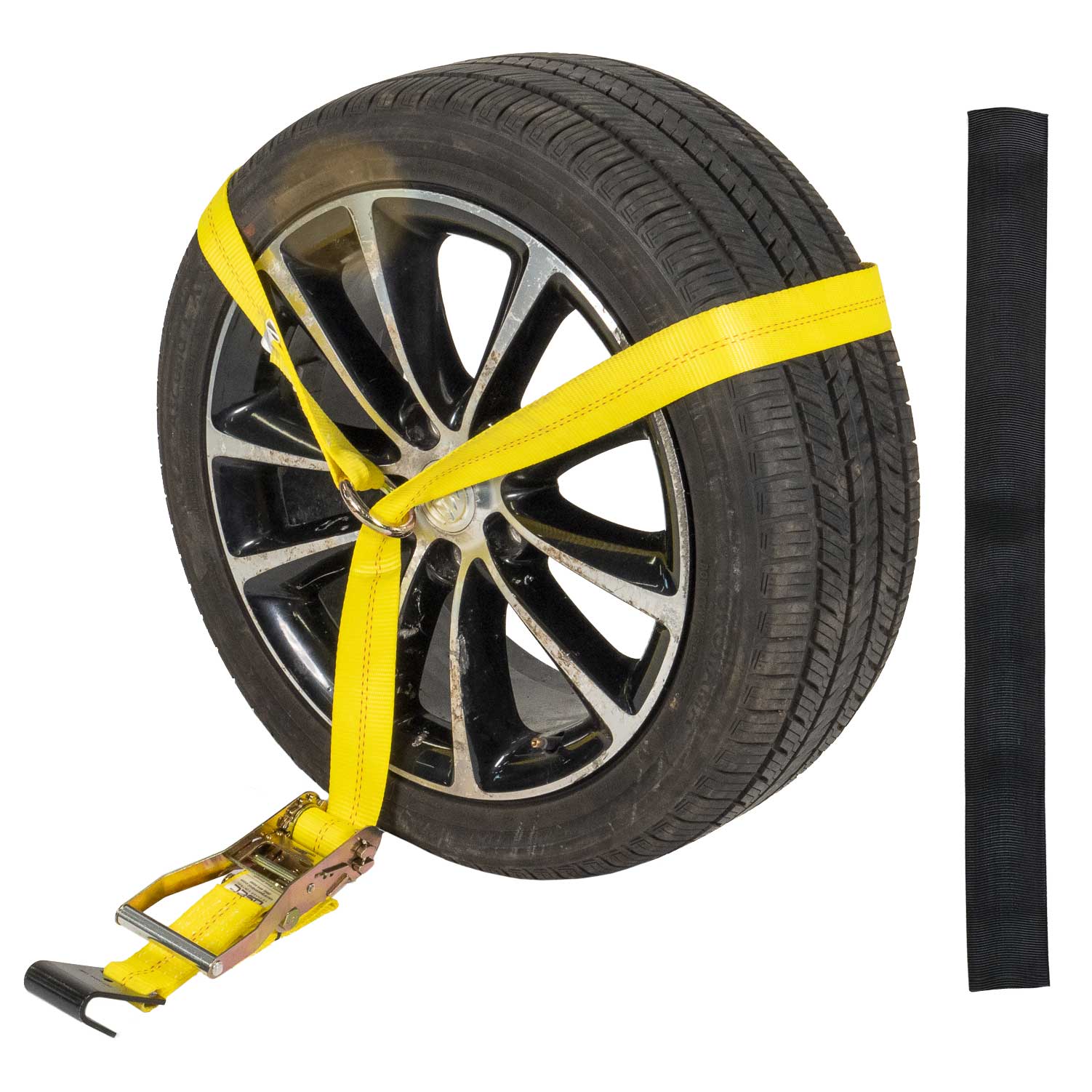 Side Mount Wheel Net with Ratchet and Flat Hook | 2' Cordura Wear Sleeve Included