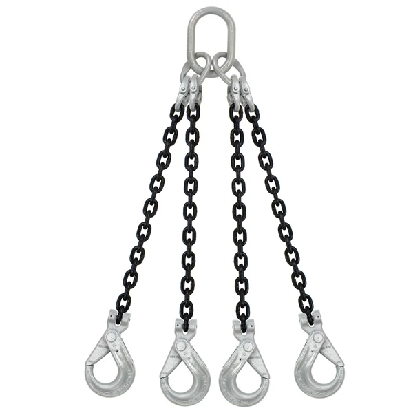 5/16" x 14' Domestic 4 Leg Chain Sling with Crosby Self-Locking Hooks - Grade 100