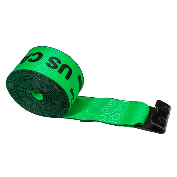 4" x 27' Winch Strap with Flat Hook | Green