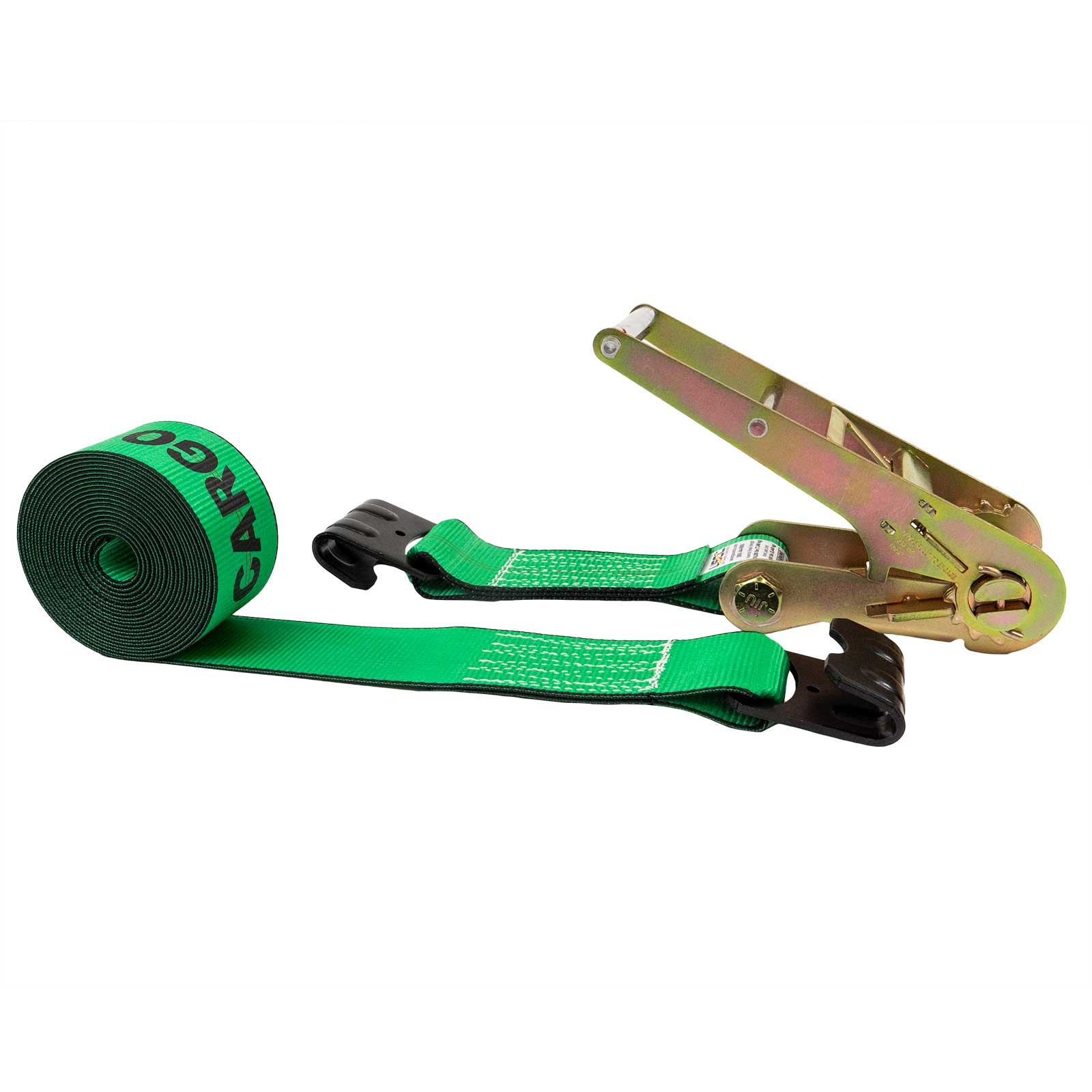 3" x 27' Ratchet Strap with Flat Hooks | Green