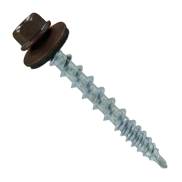 ST Fastening #10 x 1-1/2" Kwikseal Woodbinder Metal Roofing Screw - Koko Brown, Pkg 250