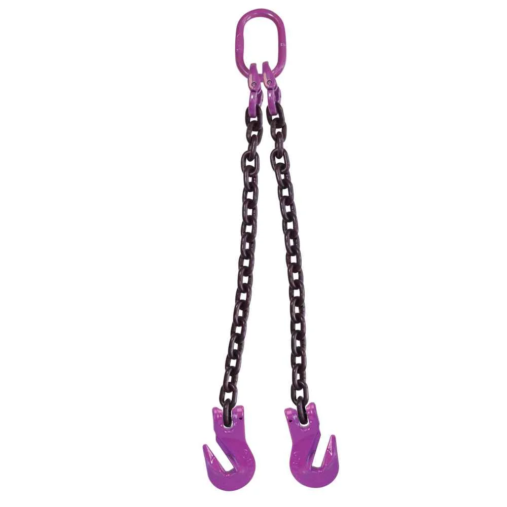 5/16" x 4' 2 Leg Chain Sling w/ Grab Hooks - Grade 100