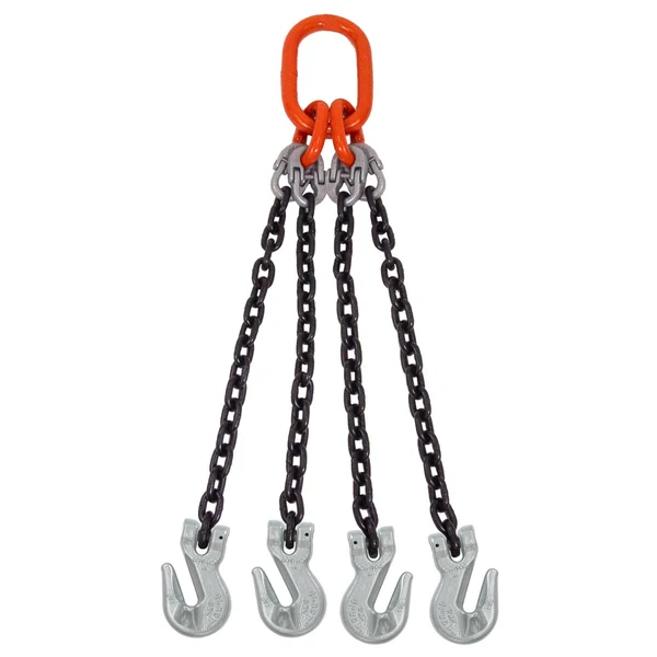 9/32" x 14' Domestic 4 Leg Chain Sling with Crosby Grab Hooks - Grade 100