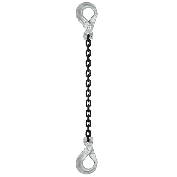 5/16" x 4' Domestic Single Leg Chain Sling with Crosby Self-Locking & Self-Locking Hooks - Grade 100