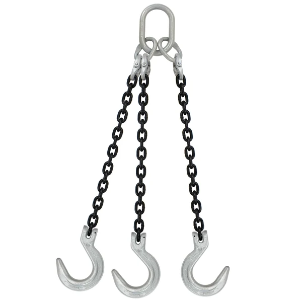 5/16" x 6' Domestic 3 Leg Chain Sling with Crosby Foundry Hooks - Grade 100