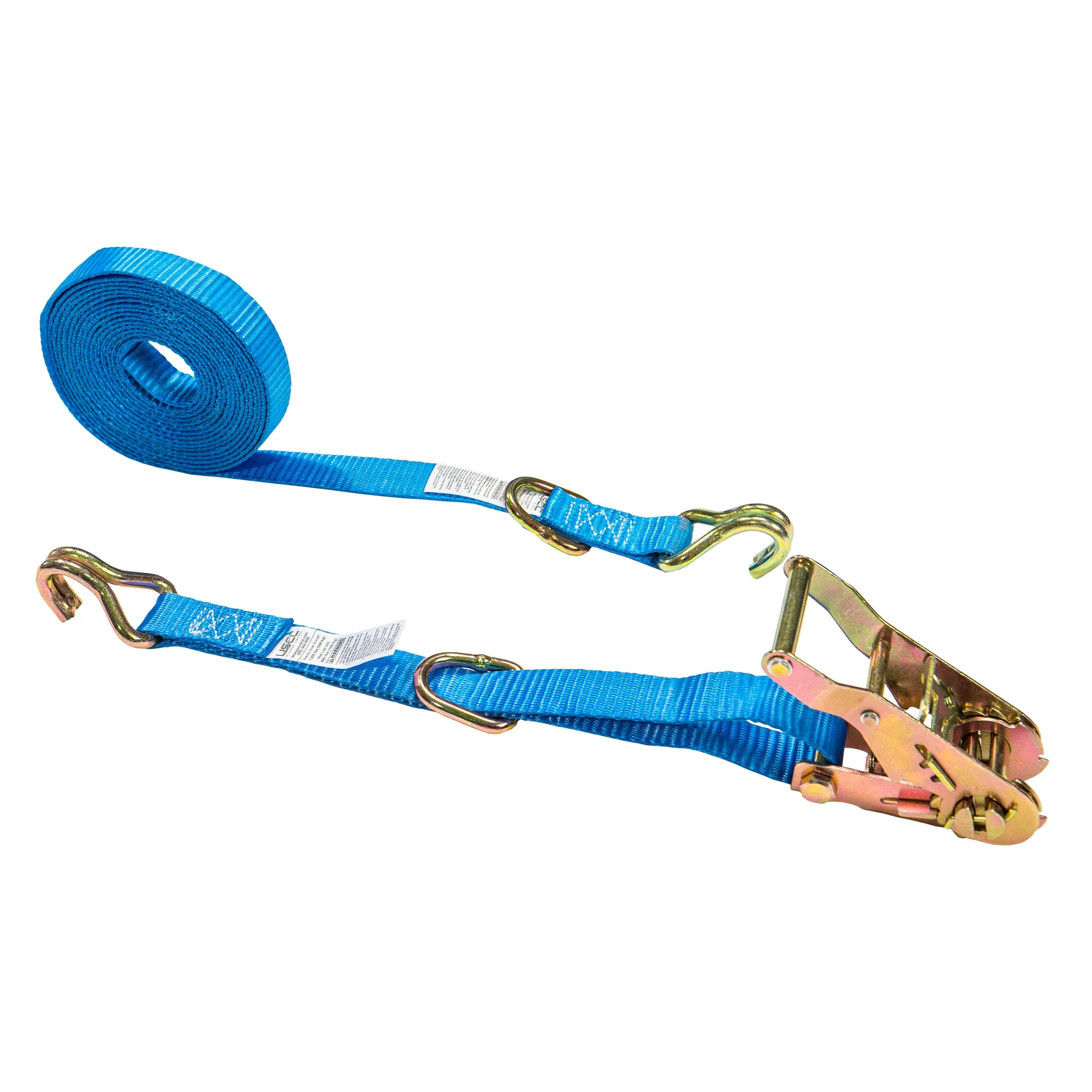 1" x 20' Ratchet Strap w/ J-Hook & D-Ring