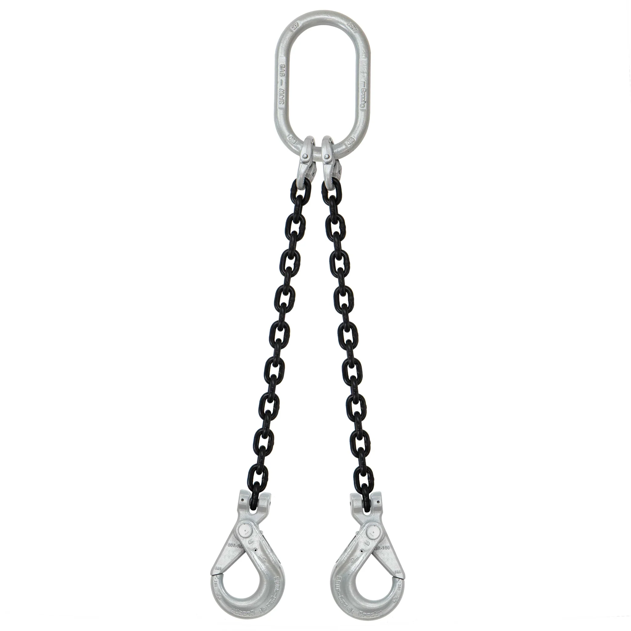 5/8" x 10' Domestic 2 Leg Chain Sling with Crosby Self-Locking Hooks - Grade 100