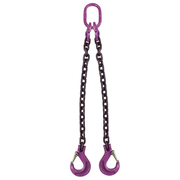 3/8" x 12' 2 Leg Chain Sling w/ Sling Hooks - Grade 100