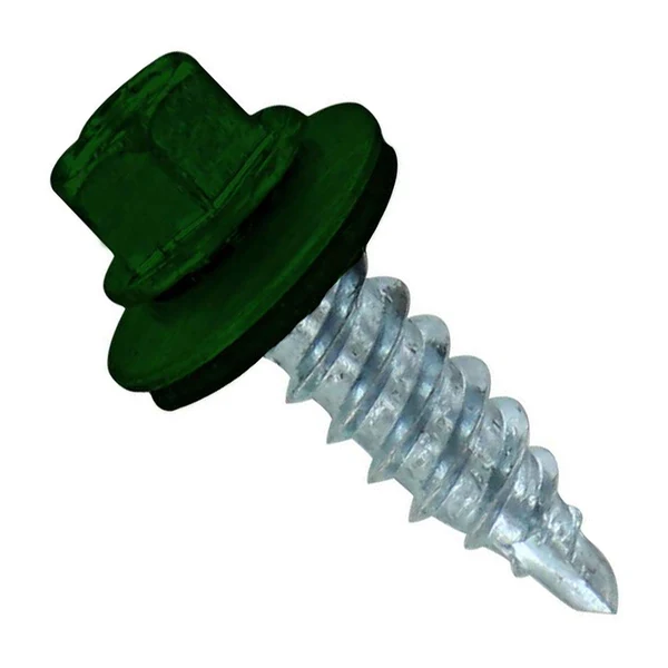 ST Fastening #12 x 3/4" Kwikseal Woodbinder Metal Roofing Stitch Screw - Forest Green, Pkg 250
