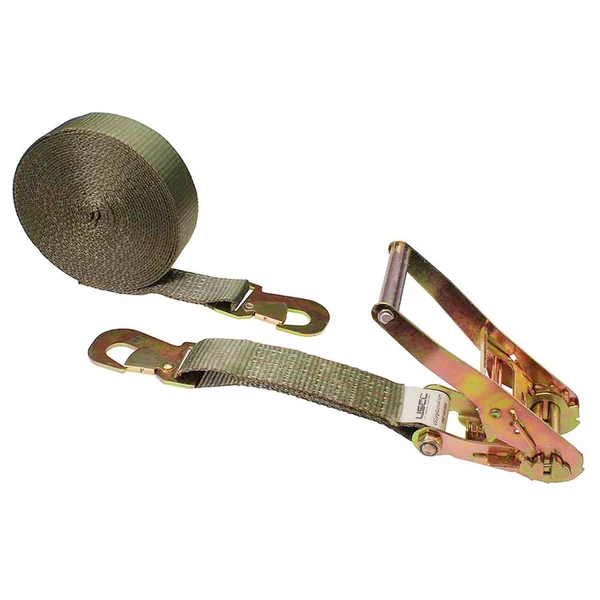2" x 27' Ratchet Strap with Flat Snap Hooks | Olive Drab